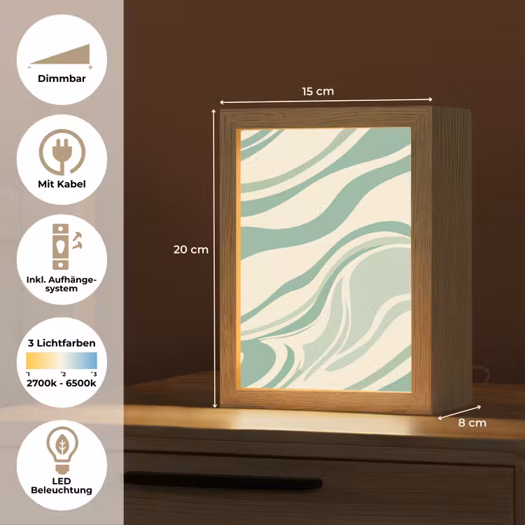 Organische lijnen - Mintgroen - Marmer Light Box met kabel (Tafellamp) klein -USP_DE
