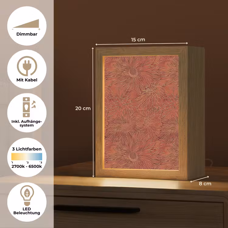 Oosters - Bloemen - Terracotta Light Box met kabel (Tafellamp) klein 925 -USP_DE
