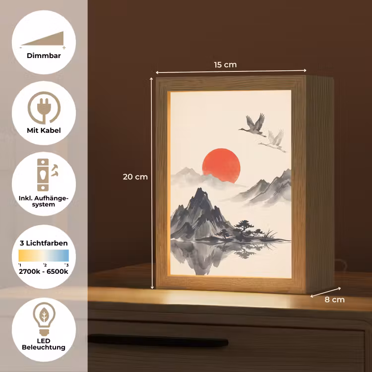 Oosters - Kraanvogels - Landschap Light Box met kabel (Tafellamp) klein -USP_DE