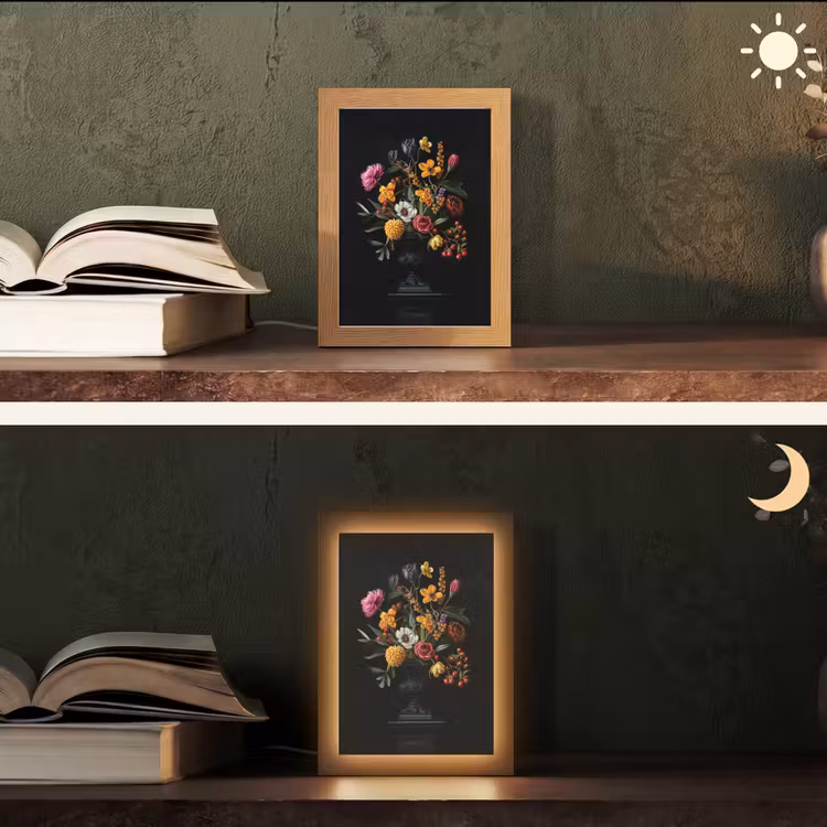 Sierlijk - Boeket - Bladeren Light Box met kabel (Tafellamp) klein -sfeer3