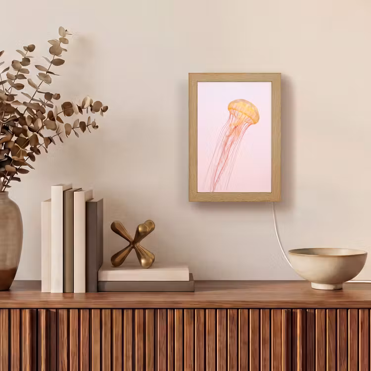 Sierlijk - Kwal - Roze Light Box met kabel (Tafellamp) klein -sfeer2