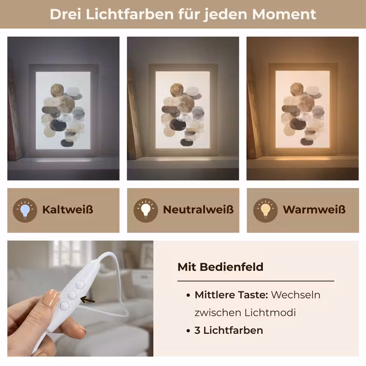 Ovaal - Kleurvlakken - Penseelstreken Light Box met kabel (Tafellamp) klein -USP_lichtkleurDE