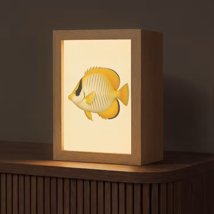 Ovaal - Vis - Geel - Schubben Light Box met kabel (Tafellamp) klein -z3d_website
