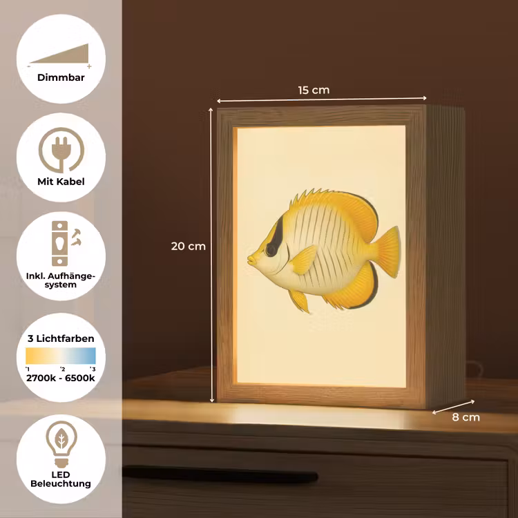 Ovaal - Vis - Geel - Schubben Light Box met kabel (Tafellamp) klein -USP_DE