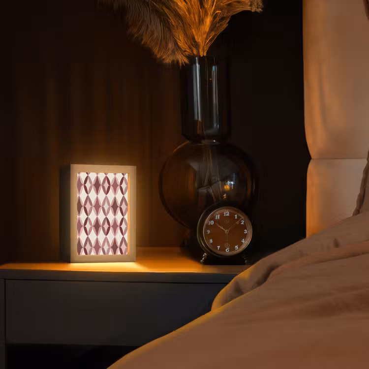 Ovaal - Textuur - Roze Light Box met kabel (Tafellamp) klein 925 -sfeer1
