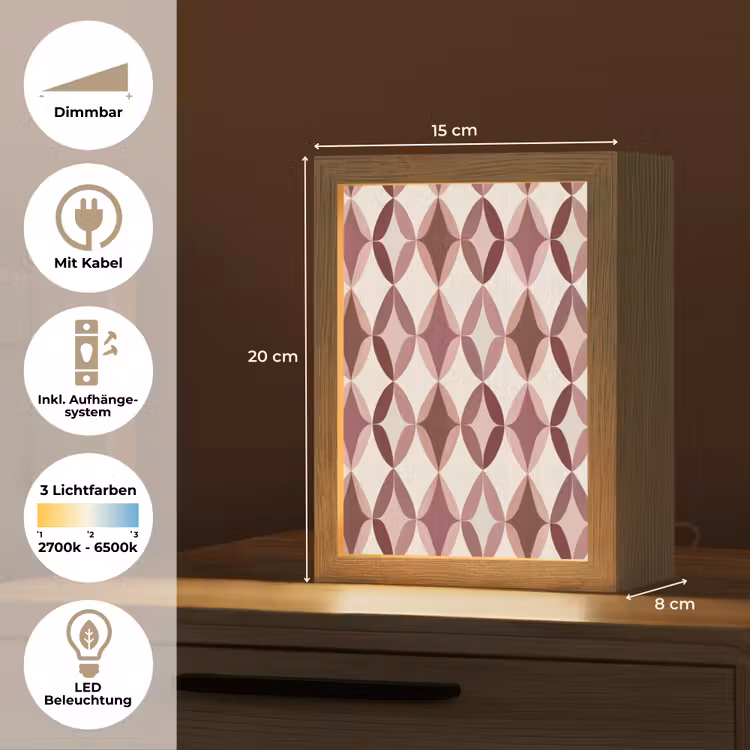 Ovaal - Textuur - Roze Light Box met kabel (Tafellamp) klein 925 -USP_DE