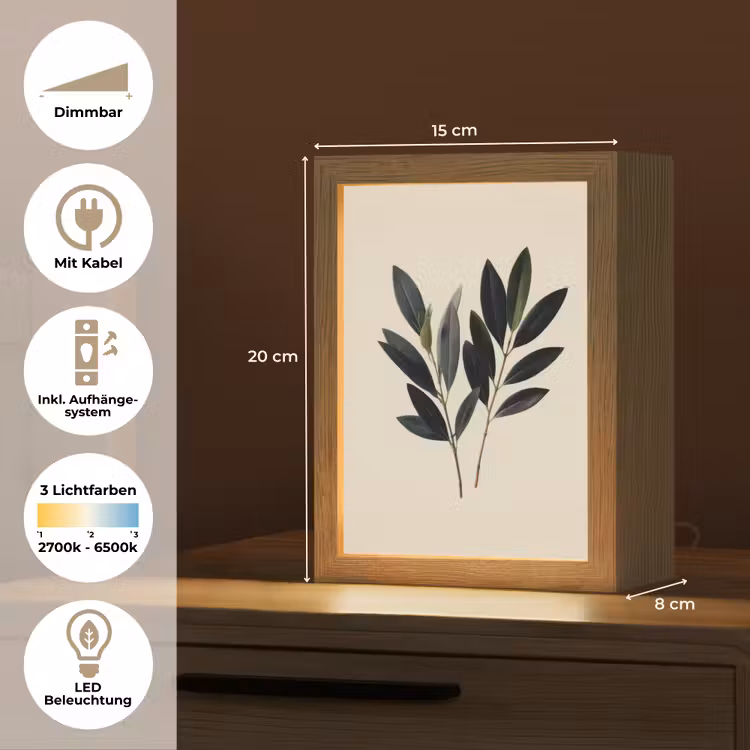 Ovaalvormige bladeren - Diep groen - Symmetrisch Light Box met kabel (Tafellamp) klein -USP_DE
