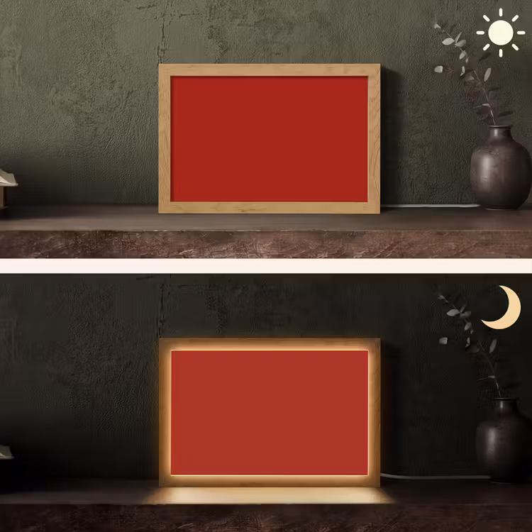 Oxblood - Maroon - Rood Light Box met kabel (Tafellamp) klein 924 -sfeer3
