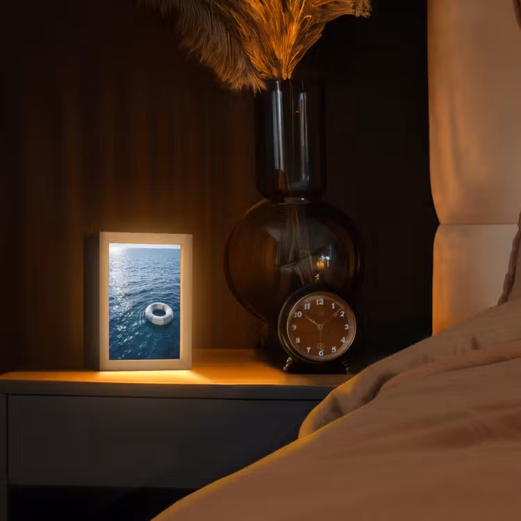 Oceaan - Zwemband - Horizon Light Box met kabel (Tafellamp) klein -sfeer1