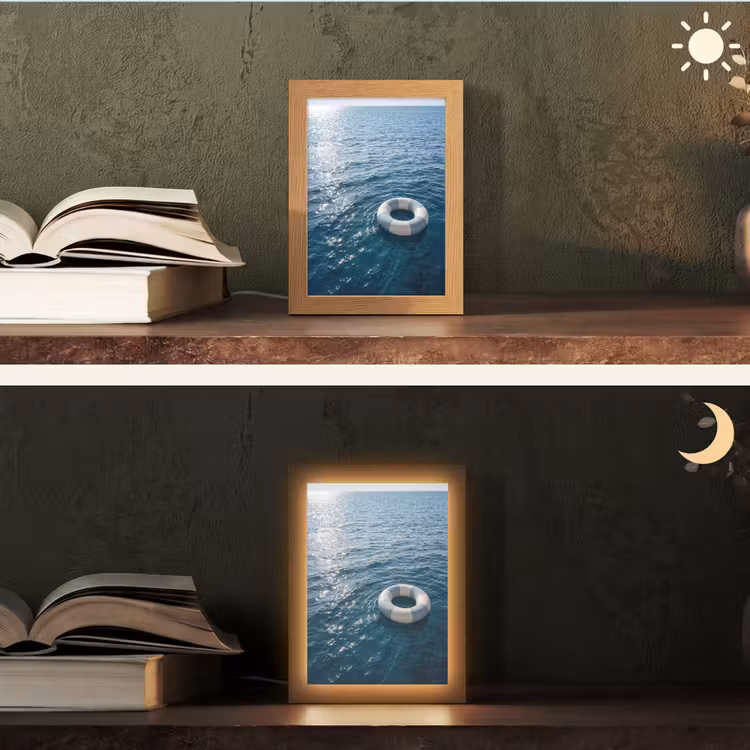 Oceaan - Zwemband - Horizon Light Box met kabel (Tafellamp) klein -sfeer3