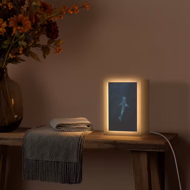 Oceaan - Walvishaai - Donkerblauw - Vlekken Light Box met kabel (Tafellamp) klein -sfeer4
