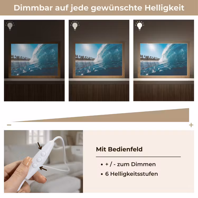 Oceaan - Golf - Strand - Natuur - Blauw Light Box met kabel (Tafellamp) klein -USP_dimbaarDE