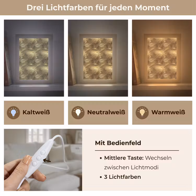 Palm - Waaier - Goud Light Box met kabel (Tafellamp) klein 925 -USP_lichtkleurDE