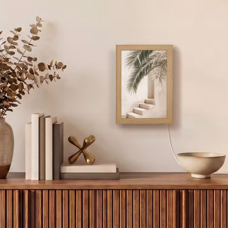Palmboom - Schaduw - Trap - Beige Light Box met kabel (Tafellamp) klein -sfeer2