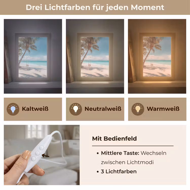 Palmboom - Schommel - Strand - Lucht Light Box met kabel (Tafellamp) klein -USP_lichtkleurDE