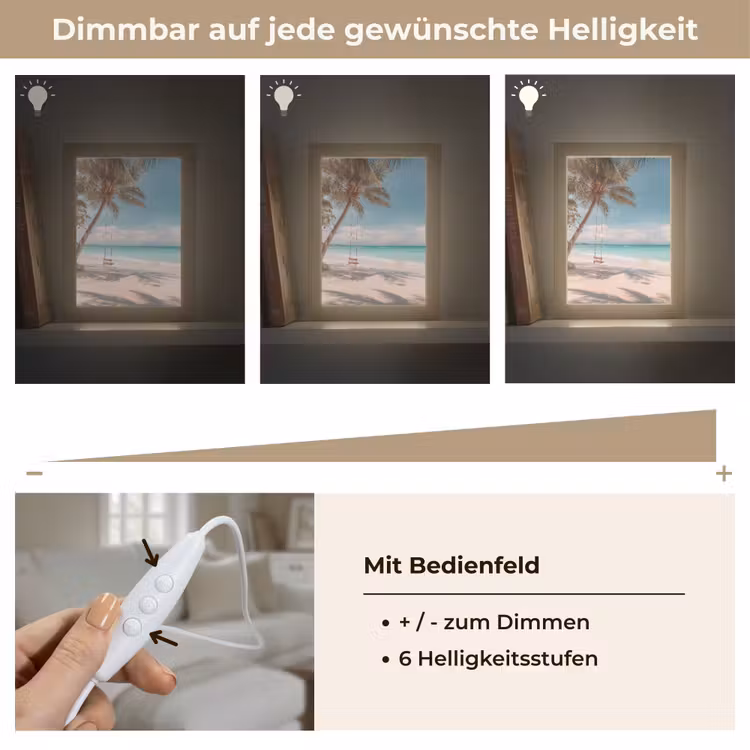 Palmboom - Schommel - Strand - Lucht Light Box met kabel (Tafellamp) klein -USP_dimbaarDE