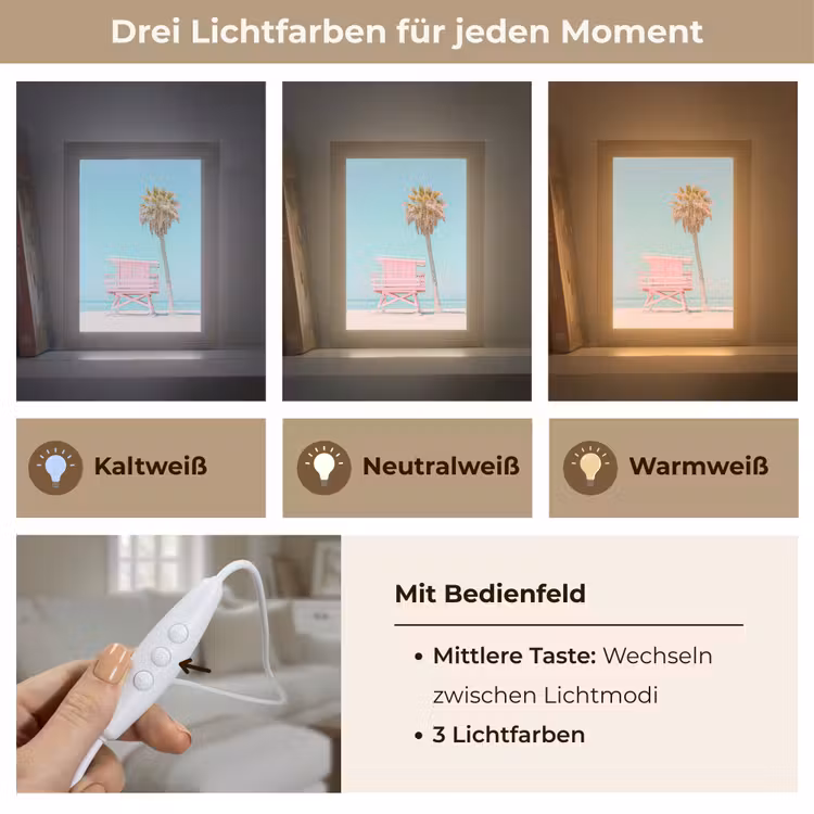 Palmboom - Strandhuis - Roze Light Box met kabel (Tafellamp) klein -USP_lichtkleurDE