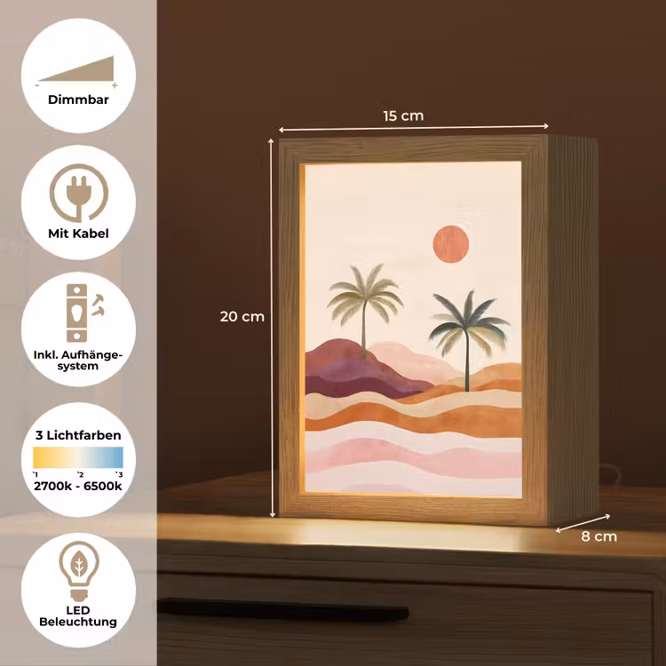 Palmbomen - Abstract - Zon - Heuvels Light Box met kabel (Tafellamp) klein -USP_DE