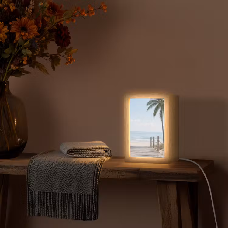 Palmbomen - Pad - Horizon Light Box met kabel (Tafellamp) klein -sfeer4