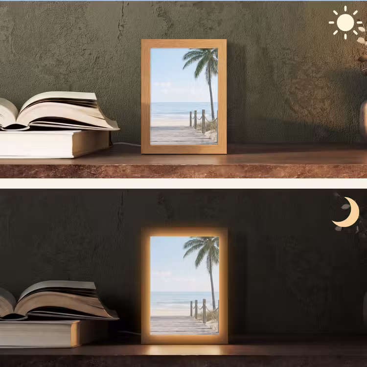 Palmbomen - Pad - Horizon Light Box met kabel (Tafellamp) klein -sfeer3