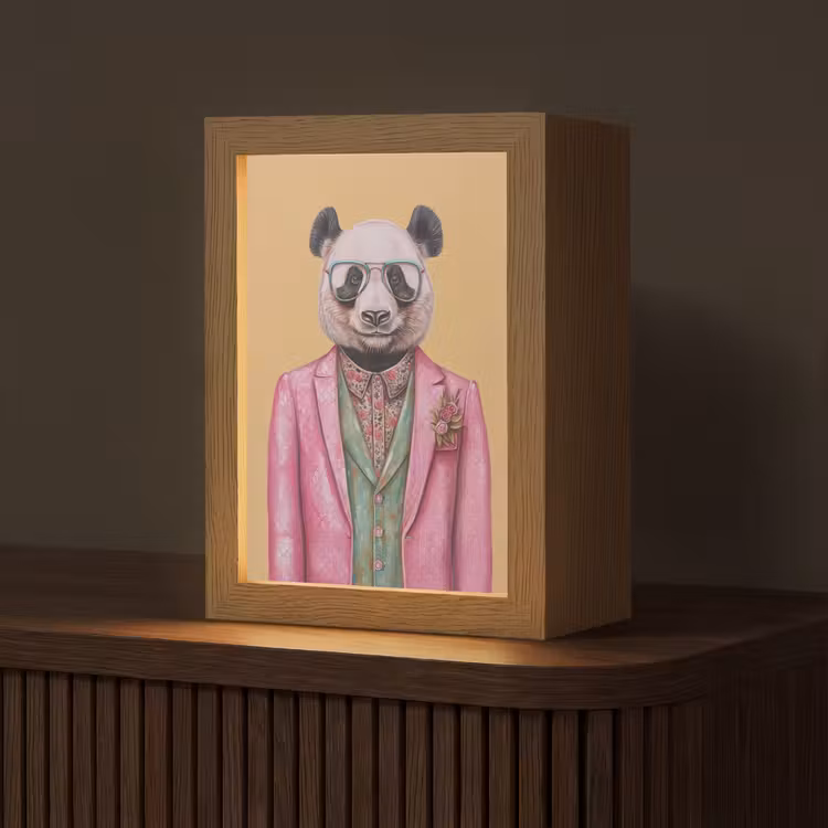 Panda - Pak - Zonnebril - Blauw Light Box met kabel (Tafellamp) klein -z3d_website