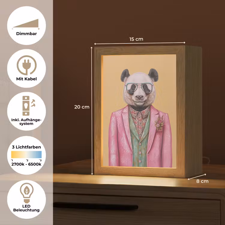 Panda - Pak - Zonnebril - Blauw Light Box met kabel (Tafellamp) klein -USP_DE