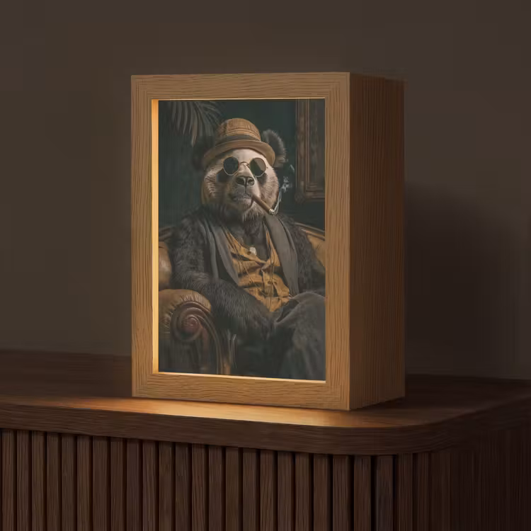 Panda - Hoed - Bril - Pak Light Box met kabel (Tafellamp) klein -z3d_website