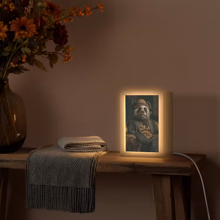 Panda - Hoed - Bril - Pak Light Box met kabel (Tafellamp) klein -sfeer4