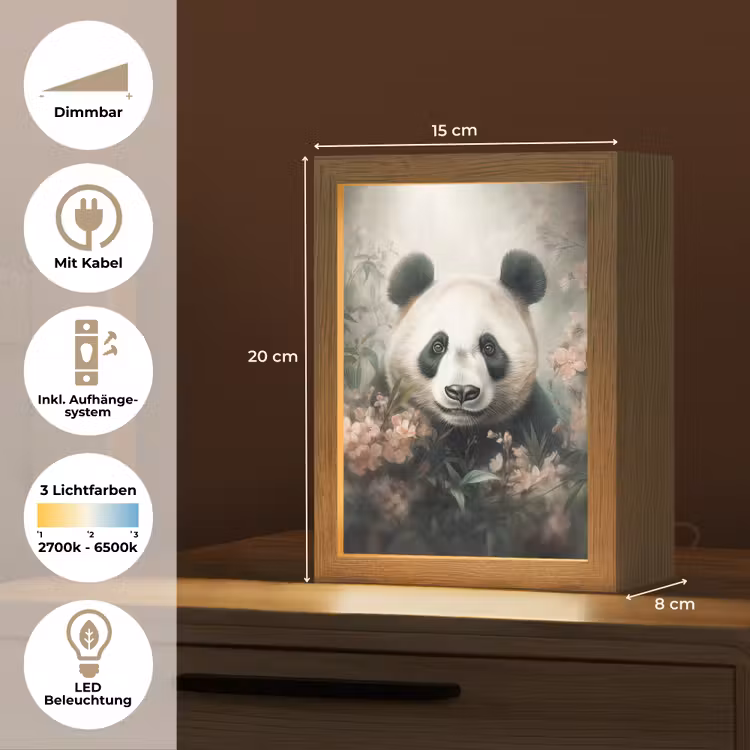 Panda - Dieren - Bloemen - Planten Light Box met kabel (Tafellamp) klein -USP_DE