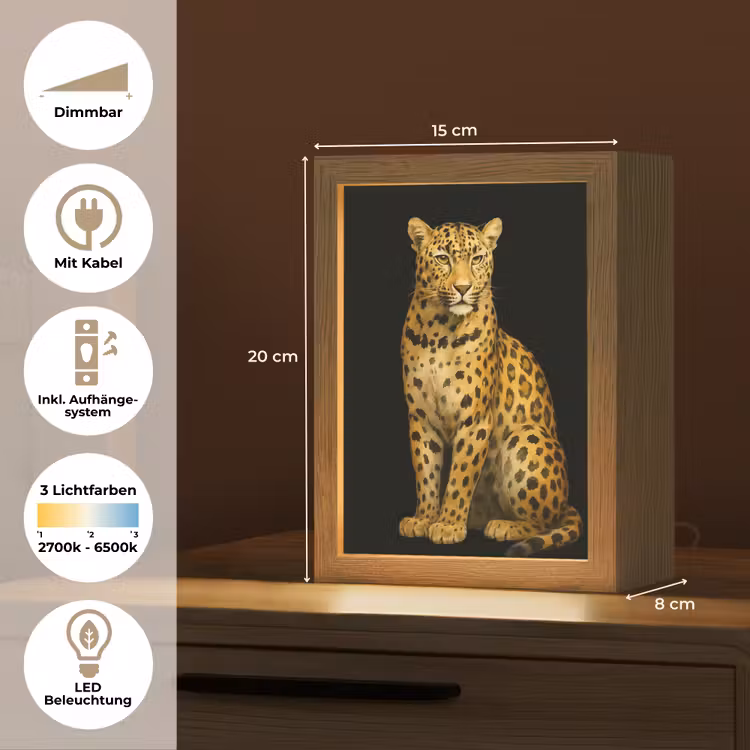 Panter - Realistisch - Bruin Light Box met kabel (Tafellamp) klein -USP_DE