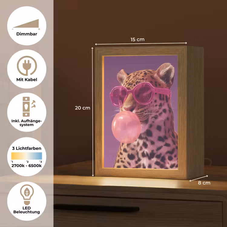 Panter - Zonnebril - Kauwgombel - Roze Light Box met kabel (Tafellamp) klein -USP_DE