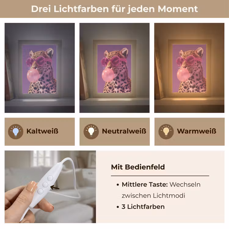 Panter - Zonnebril - Kauwgombel - Roze Light Box met kabel (Tafellamp) klein -USP_lichtkleurDE