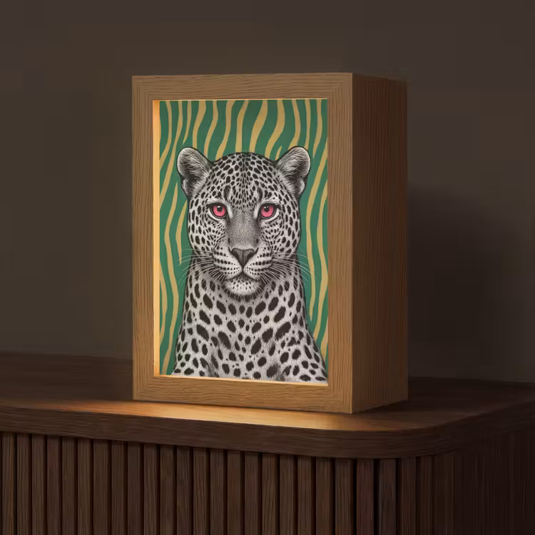 Panter - Zebrapatroon - Groen Light Box met kabel (Tafellamp) klein -z3d_website