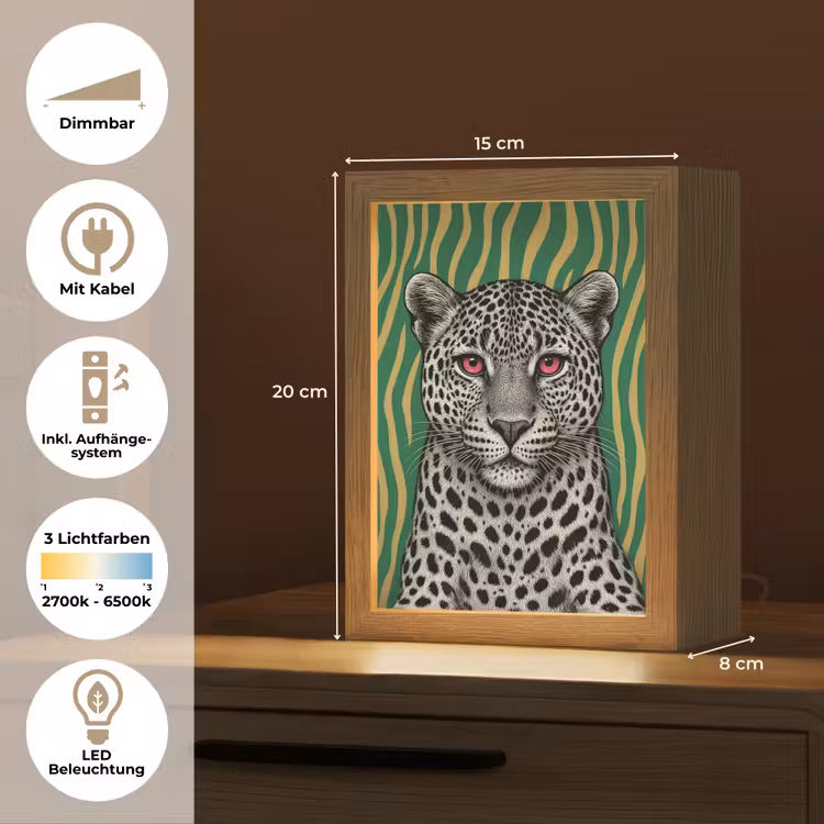 Panter - Zebrapatroon - Groen Light Box met kabel (Tafellamp) klein -USP_DE