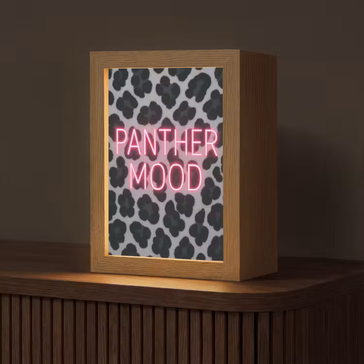 Panterprint - Zwart - Neonletters - Roze Light Box met kabel (Tafellamp) klein -z3d_website