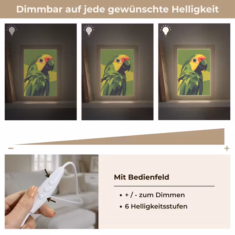 Papegaai - Groen - Snavel - Abstract Light Box met kabel (Tafellamp) klein -USP_dimbaarDE