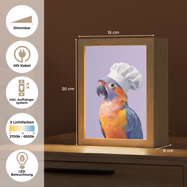 Papegaai - Koksmuts - Paars - Cute Light Box met kabel (Tafellamp) klein -USP_DE