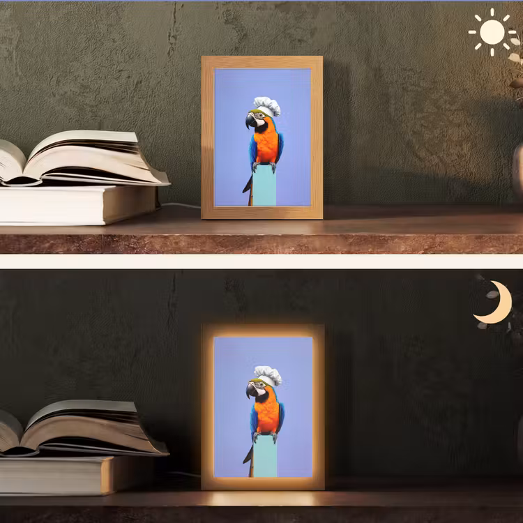 Papegaai - Koksmuts - Vogel - Leuk Light Box met kabel (Tafellamp) klein -sfeer3