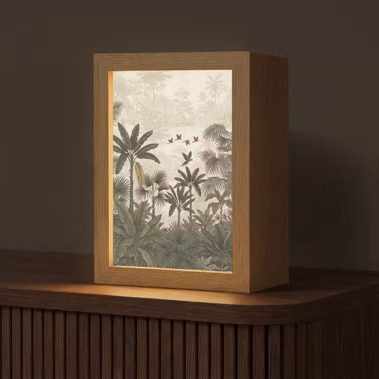 Papagaaien - Jungle - Tropisch - Green Light Box met kabel (Tafellamp) klein -z3d_website