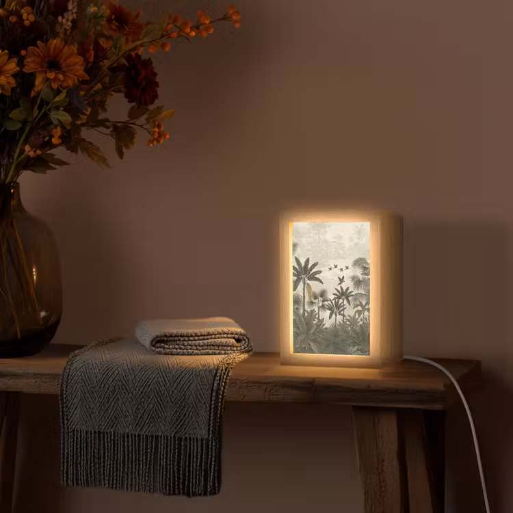 Papagaaien - Jungle - Tropisch - Green Light Box met kabel (Tafellamp) klein -sfeer4
