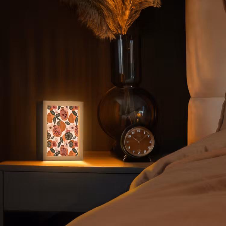 Papaja - Bloesem - Oranje Light Box met kabel (Tafellamp) klein 925 -sfeer1