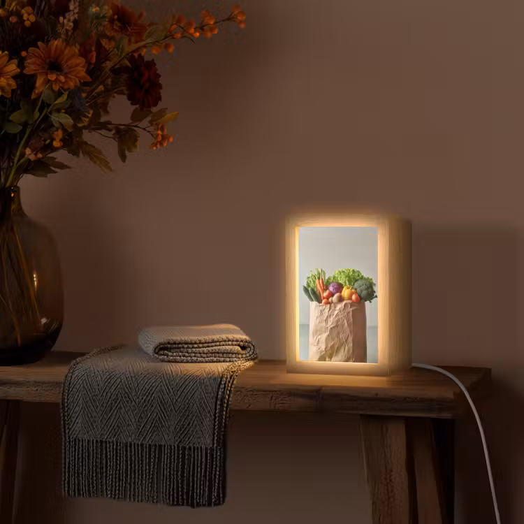Papieren - Boodschappen - Groente - Kleurrijk Light Box met kabel (Tafellamp) klein -sfeer4