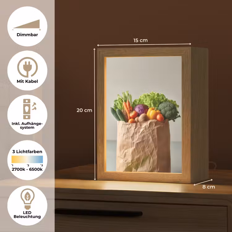 Papieren - Boodschappen - Groente - Kleurrijk Light Box met kabel (Tafellamp) klein -USP_DE
