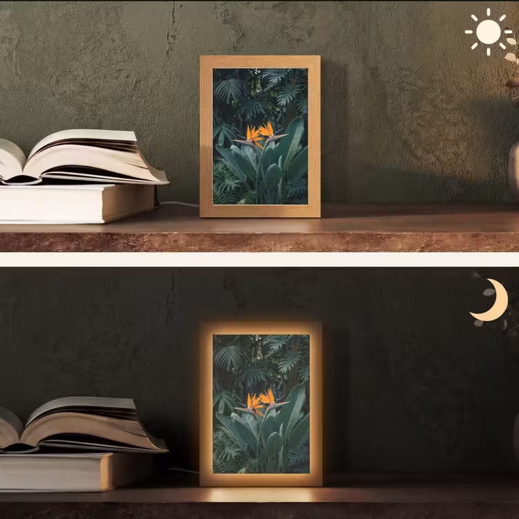 Paradijsvogel - Bloem - Exotisch Light Box met kabel (Tafellamp) klein -sfeer3