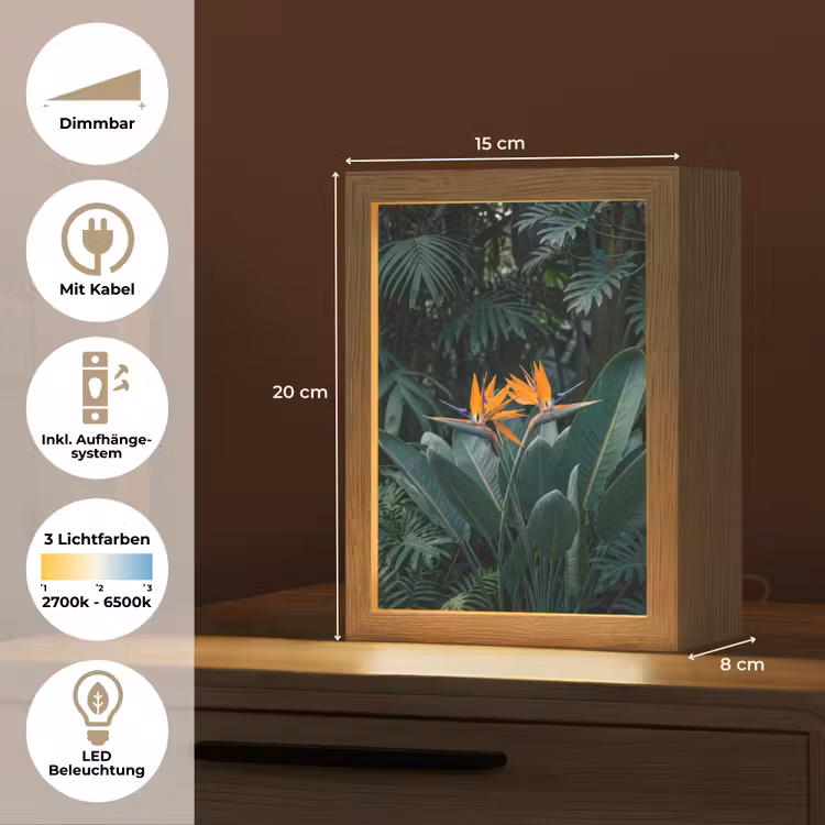 Paradijsvogel - Bloem - Exotisch Light Box met kabel (Tafellamp) klein -USP_DE
