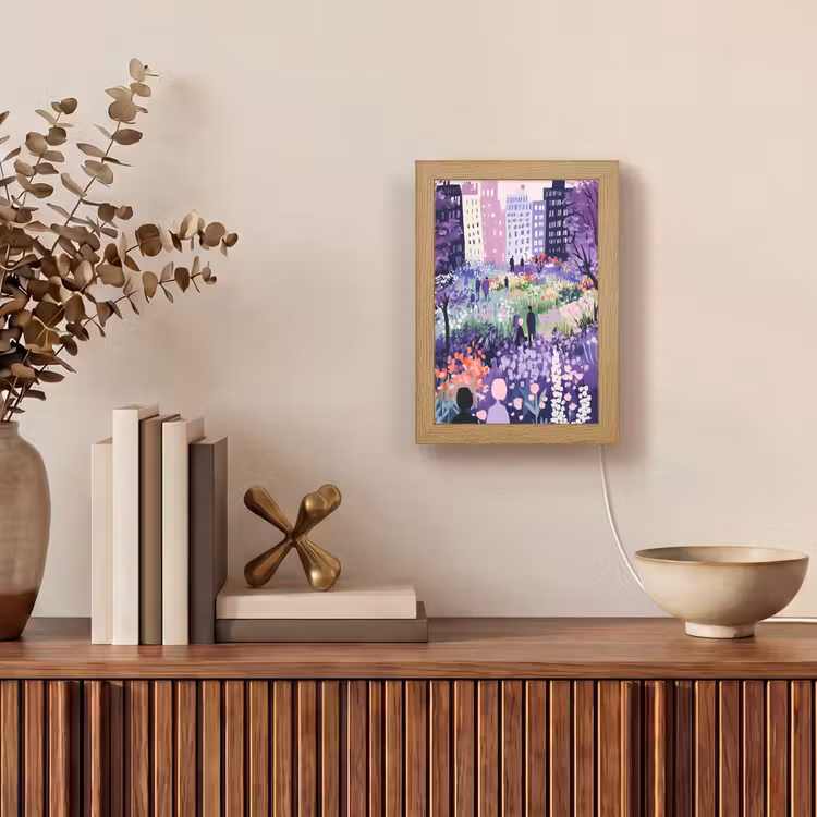 Park - Bomen - Bloemen - Gebouwen Light Box met kabel (Tafellamp) klein -sfeer2