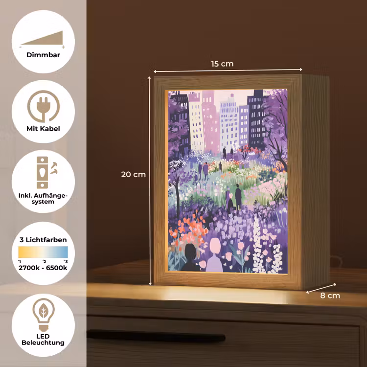 Park - Bomen - Bloemen - Gebouwen Light Box met kabel (Tafellamp) klein -USP_DE