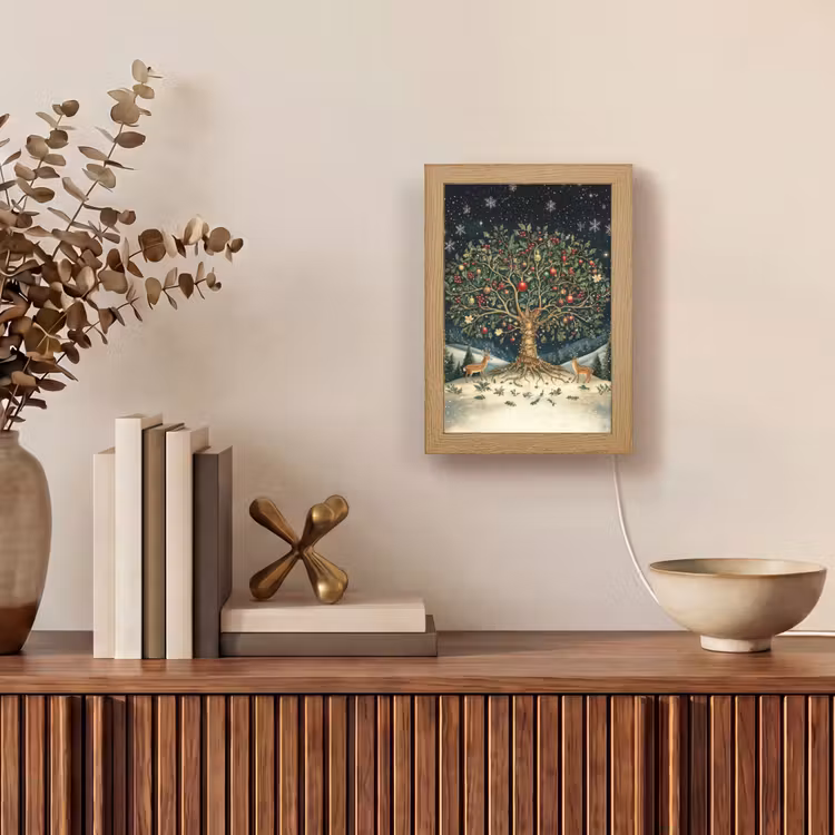 Feestboom - Winterhemel - Kleurrijk Light Box met kabel (Tafellamp) klein -sfeer2