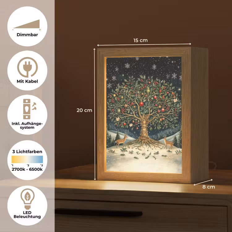 Feestboom - Winterhemel - Kleurrijk Light Box met kabel (Tafellamp) klein -USP_DE