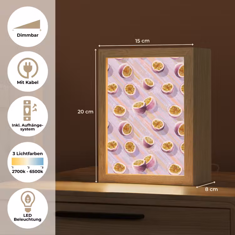 Passievrucht - Tropisch - Paars Light Box met kabel (Tafellamp) klein 925 -USP_DE